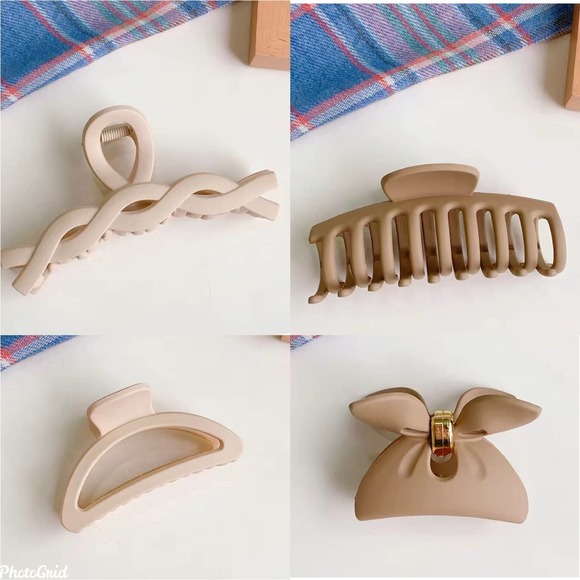 NEW Matte Hair Claw Clips 4 Pack in Milk Coffee and Beige - Picture 1 of 14